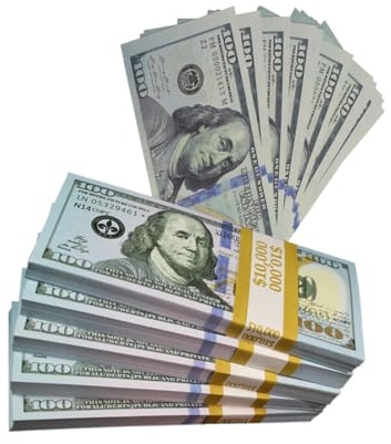 HONGECB 120 Blätter Prop Money, Spielgeld Set für Kinder Kaufladen, Full Print Old Style Copy Scheine, 100$ Originalgröße