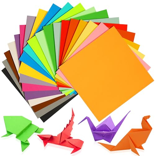 LUNAANA Doppelseitiges Origami Papier, 200 Blatt 15 x 15 cm Quadratisches Papier, 70 g/m², 20 Farben, Farbiges Origami Papier, für DIY-Schul-Kunsthandwerksprojekte