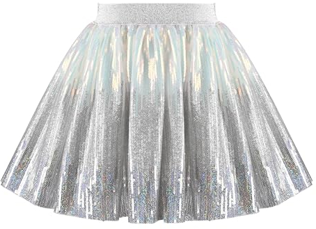 Sunny Fashion Filles Jupe Argent Pente Métallique Élastique Sequin Tutu Ballet 7-8 Ans