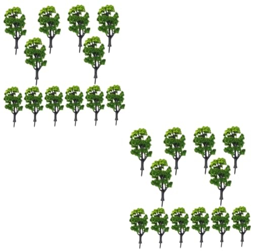 LIFKOME Train Set Trees 24 Pcs Miniature Plants Mini Trees Sand Tray Miniatures Mini Toy Bottle Brush Trees Greenery Decor Tiny Home Decor Tree Fake Christmas Tree Plants Decor Sand Table Moss
