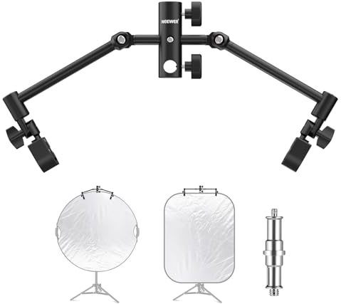NEEWER Portable Collapsible Backdrop Holder with 1/4 to 3/8 Metal Male Converter Threaded Screw Adapter, Adjustable Photography Disc Reflector Holder Background Bracket for Photo Studio Video, CL-05
