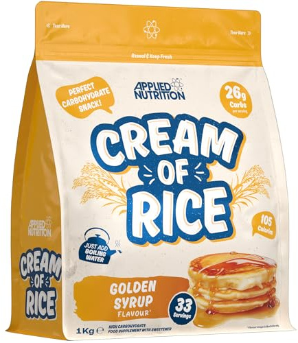 Applied Nutrition Cream of Rice - Hochwertiges Kohlenhydrat-Ergänzungsmittel, Energiequelle für Frühstück und Snacks, leicht verdaulich, wenig Zucker, wenig Fett, vegan (1kg, Golden Syrup)