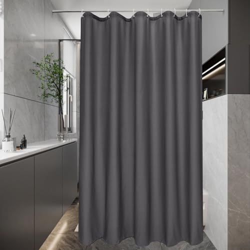 Schmaler Duschvorhang 120x180 Dunkelgrau Wasserdicht Badvorhang für Badezimmer Badewanne, Kleine Textile Polyester Stoff Dusch Vorhang, Anti-Schimmel Waschbar mit 8 Ringen