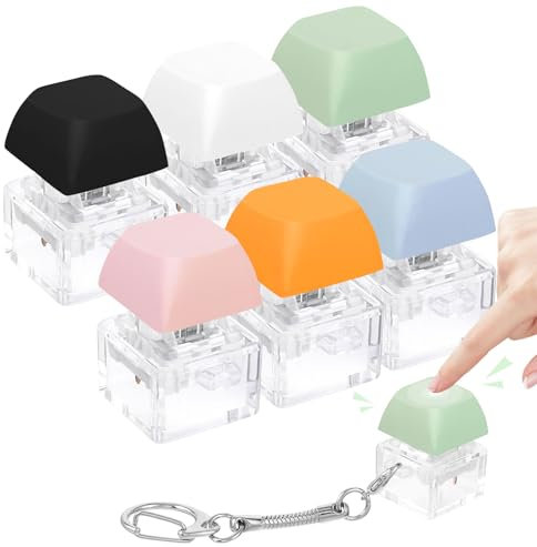 Colors Key Caps Toys,Keyboard Fidget Toy,Clicky Keyboard Toys With Led Light,Keyboard Keycaps Light,Tangle Fidget Toy,Adhd Fidget Toys,Keyboard Keyring(6pcs) (six colors no light)