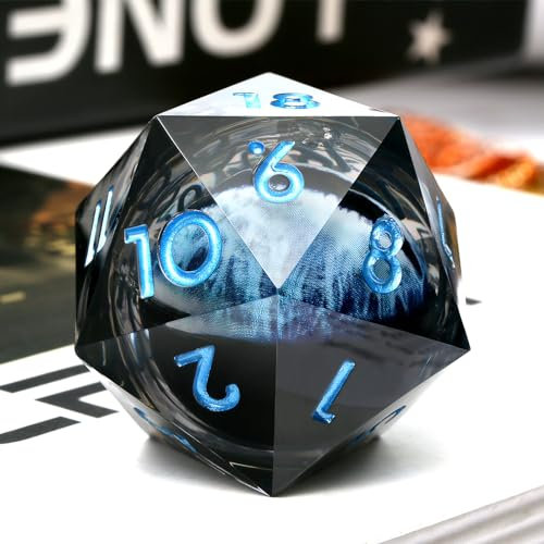 Liquid Dragon Eye D20 Spindown Dice,DNDND - Set di dadi singoli da 33 mm a 20 facce con splendida confezione regalo per dungeons and drons (blu)