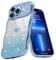 Teageo Cute Heart Pattern Curly Phone Case for iPhone 13 Pro, Wave Frame Glitter Case for Girls Women Aesthetic Bling Cover Shockproof Soft TPU Bumper for iPhone 13 Pro, Blue