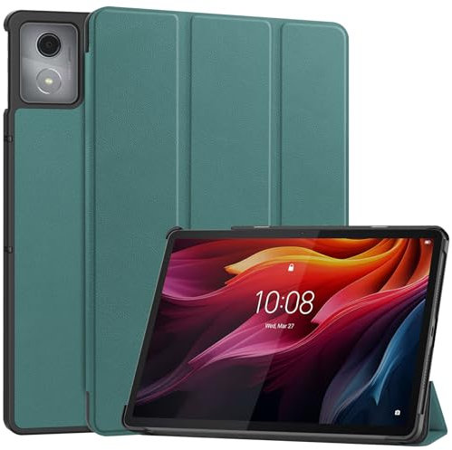 LMFULM® Tablet Étui pour Lenovo Tab K11 Plus TB-352FU (11,45 Pouces) PU Cuir Flip Coque Couverture Mince avec Sommeil/Réveil Auto Support Léger Housse Protection Vert Foncé