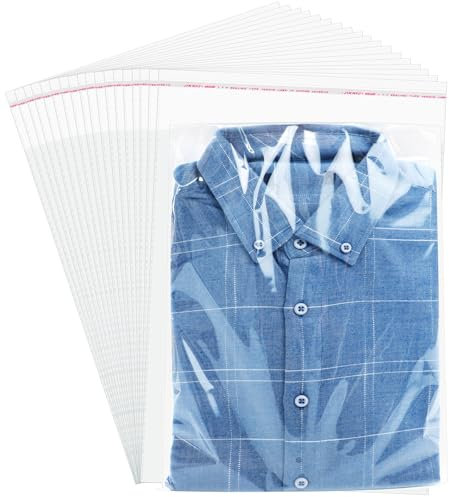 Zellophanbeutel selbstklebend 26x40 cm, 100 Stück durchsichtige Plastiktüte, wiederverschließbare transparente OPP-Taschen zum Verpacken von Kleidung, Hemden, dekorativen Verpackungen, Kunstwerken