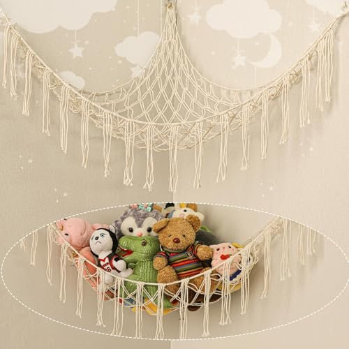 Wenrescry Kuscheltier Aufbewahrung Netz - Hängematte für Stofftiere und Spielzeug Organizer, ideal für Kinderzimmer Dekoration, hängend für Plüschtiere & Teddybären,140×100×100cm