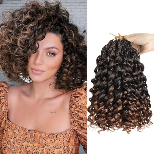 Datanala GoGo Curl Crochet Hair 12 Inch Water Wave Crochet Hair 8 Packs Long Beach Curl Crochet Braiding Hair Synthetic Extensions For Women (T30, 12 Inch(8packs))