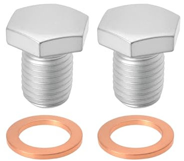 eMagTech 2Pcs Oil Sump Drain Plug with Washers Gasket Replacement Part 11137535106 Compatible with BMW Series 1 2 3 4 5 6 (M12x1.5mm)