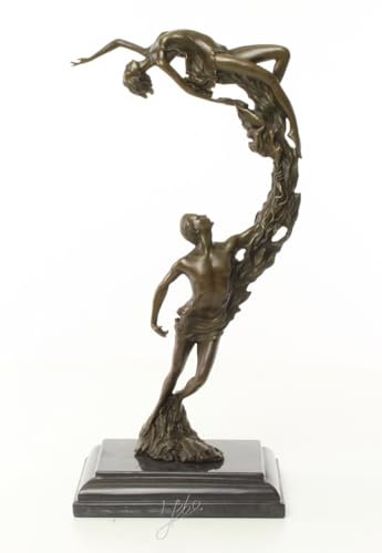 JS Garten Deko Bronzefigur Bronzeskulptur Abstrakte Kunst Figur Liebespaar Paar H 36 cm Skulptur Bronze Figur
