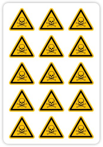 15x Aufkleber Sticker „Warnung vor giftigen Stoffen“ Folie nach ISO 7010 W016 | SL 2 cm Made in Germany