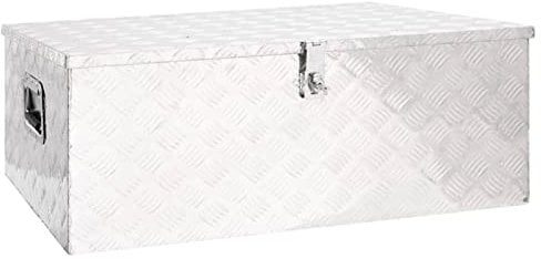Fasba Aufbewahrungsbox Aluminiumkoffer Aluminiumbox Lagerbox Lagerkiste Transportkoffer Transportkiste Silbern 100x55x37 cm Aluminium