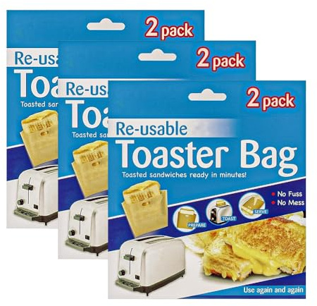 Zopper Toaster Bags, Reusable Toastie Bags, 3 x 2pk | Non-Stick, Ideal for Grilled Cheese & Sandwiches, Quick & Mess-Free, Use Again & Again