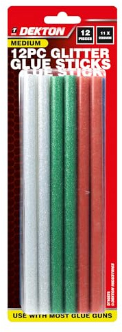 Dekton 11mm x 200mm Glitter Glue Sticks - 12 Pack | Ideal for Arts, Crafts & DIY | Sparkling Glitter Finish | Compatible with Standard Glue Guns | Strong Adhesion for Paper, Fabric, Wood & More