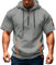 T Shirt Herren mit Kapuze Kurzarm Kapuzenpullover mits Taschen Kordelzug Sommer Kurz Hoodie Sport Tshirt Personalisierte Kapuzenshirt Freizeit Sweatshirt Atmungsaktives Sportshirt(Light Gray,XL)