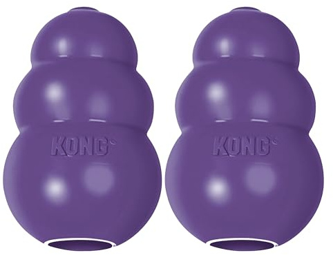KONG Senior, Gentle Natural Rubber Toy, for Medium Dogs (Pack of 2) | Gentle Natural Rubber Stuffable Toy Designed for Older Dogs with Aging Teeth, Holds Treats for Easy Chewing & Gentle Fetch