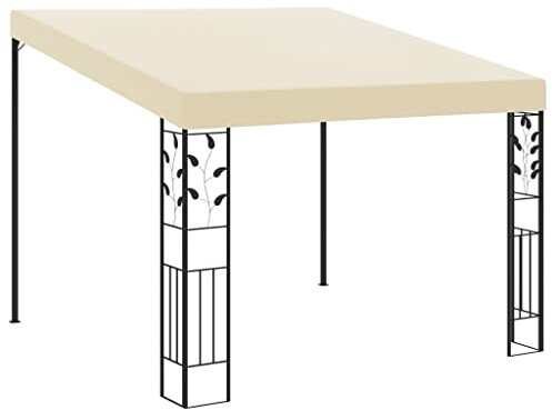 Gecheer Wand-Pavillon 3x3x2 5 m Cremeweiß robuste Konstruktion Polyesterbespannung ausziehbarer Balkon für Freizeitaktivitäten im Garten