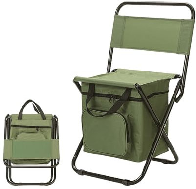 Pasdrucn Faltbar Campinghocker Mit Tasche Und Lehne, Campingstuhl Faltbar Leicht, Campingstuhl Faltbar Mit 1 Seitentaschen, Camping Stühle, Angelstuhl Faltbar, Campingstuhl 150 Kg (Grüne)