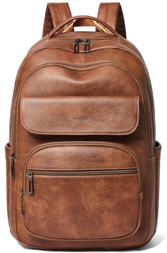 Leresas 37L Backpack Purse for Women Men Laptop Bag Travel Backpack Vegan Leather Work Business Back Pack Fashion Back Bag