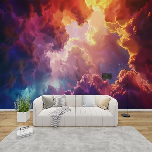 PaxGloz Fototapete Himmel Tapete Bunte Wolken Tapeten Vliestapete Modern Wandtapete Wohnzimmer Schlafzimmer Kinderzimmer Wanddeko Motivtapeten 300 x 210 cm (B x H)