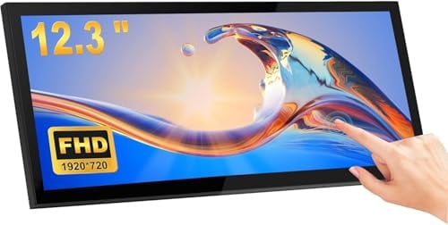 wisecoco 12.3 Inch Touchscreen Monitor IPS 1920 x 720 Stretched Bar LCD Mini Touch Screen Monitor Secondary Screen Portable Display HDMI for Laptop PC Temperature Aida64 Monitoring