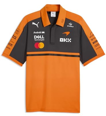 PUMA McLaren F1 2026 Men's Team Polo - Orange | Team Polo Shirt with Collar, Short Sleeve with Placket Collar, Latest Formula 1 Team and Partner, Officially licensed