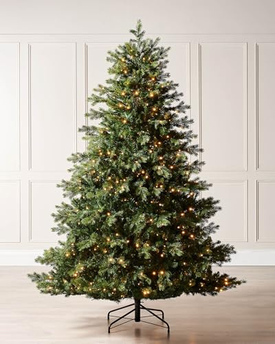 WeRChristmas 10ft Pre-Lit Balsam Fir Christmas Tree | 8598 Mixed PE & PVC Tips, 1300 Warm White LEDs, 190.5cm Diameter, Hinged Branches, Metal Stand, 3m Tree