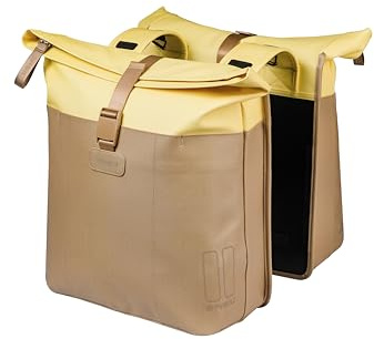 Basil Vive Doppeltasche - MIK-kompatibel - 28-35L - Robust - Gelb Schwarz