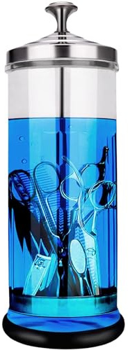 Disinfectant Sterilizer Jar - Durable Glass for Nail Tools and BarberShop Hair Stylist Tools (50 Oz /1500ml)