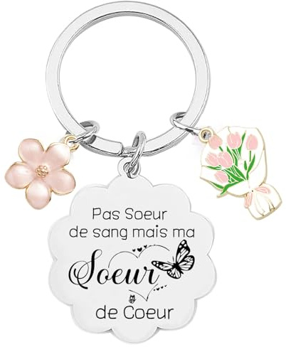 XQXQXZ Cadeau Soeur Noel Porte Clef Soeur de Coeur Porte clef Amour Soeur Ma Soeur de Coeur pour toujours pour Sœur Originale Porte-clés Cadeau Soeur Anniversaire (3)
