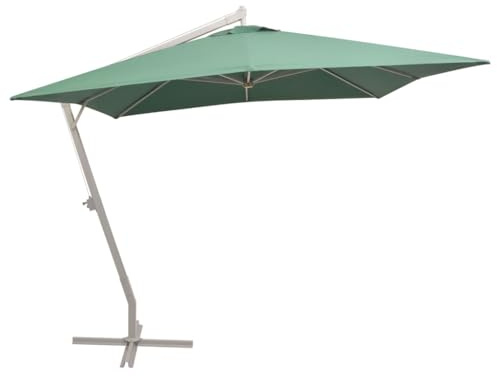 Ziaphsol Ampelschirm 300x300 cm Grün, UV-beständiger Aluminium-Mast, Freiarmschirm Gartenschirm mit Kurbel, wasserdicht, für Garten Terrasse Pool