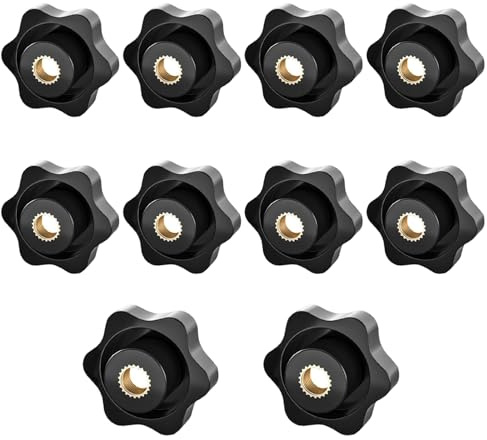 M6 Nuts,Black Handle Knobs Grip Plastic Wing Nuts, 10 Pcs | Robust Plastic Material, Star-Shaped Grip, Hand-Tightened Adjustment, Suitable for Furniture, Machinery and Fitness Equipment