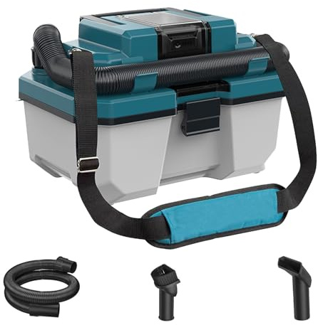 Akku Nass Trockensauger Kompatibel mit Makita 18V Akku, Tragbarer Werkstattsauger für Zuhause, 10L Trocken + 5L Nasskapazität, 18kPa Saugkraft, mit Schlauch & Zubehör (ohne Akku und Ladegerät)