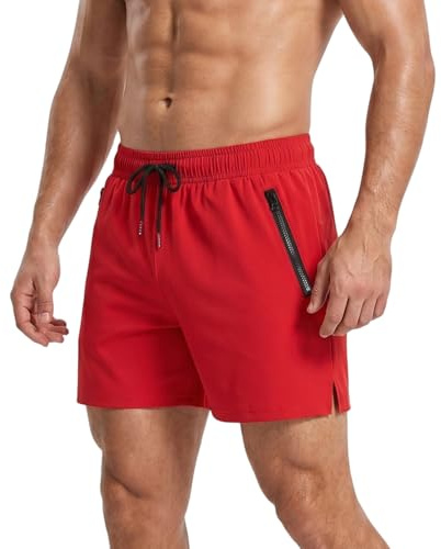 Towintec Maillot de Bain Homme Short Calecon Zip Fermeture Poche Vetement Slip Caleçon Salle de Sport Élastique Jammer Natation Boxer Doublure en Maille avec Cordon Réglable Plage Natation Surf Voyage