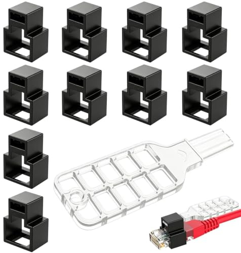 Network Cable Lock | 0.55x0.71x0.39 inches ABS Dust Blocker with 1 Key