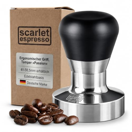 Scarlet Espresso | Tamper »Passion« für Barista; mit ergonomischem PVC- oder Edelholzgriff nach Wahl und Präzisions-Edelstahlbasis (51 mm)