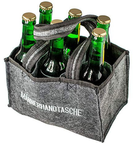 Monsterzeug Bierträger aus Filz für 6 Flaschen, Männerhandtasche Bier, Flaschenträger aus Stoff, Flaschenträger für Sixpack