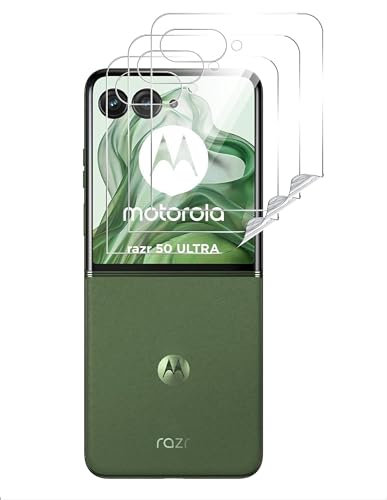GIOPUEY [3 Pack Protector Trasero Compatible con Motorola RAZR 60 Ultra/50 Ultra, TPU Flexible, Ultra Delgado, Inastillable, Funda Compatible, Resistente a Los Arañazos - Transparent