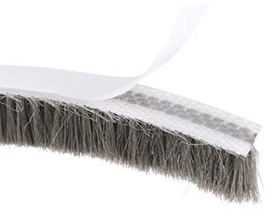 sourcing map Brush Weather Stripping, Adhesive Felt Door Seal Strip Weatherstrip Door Sweep Brush for Door Window 394 Inch L X 0.31 Inch W (10000mm X 8mm) Gray