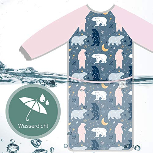 cozy racoon Lätzchen mit Ärmeln für Mädchen im Bären Design I 12 bis 48 Monate I Pflegeleichte Ärmellätzchen zum Essen und Basteln perfekt geeignet I Größenverstellbar, Abwaschbar und Wasserdicht