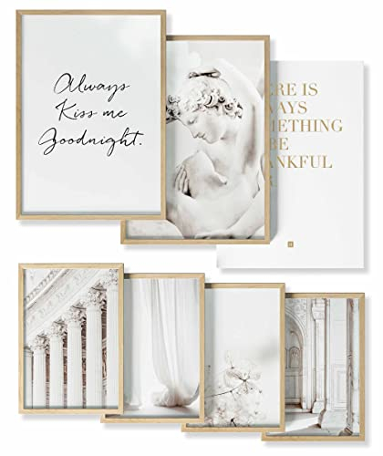 Heimlich® Premium Poster Set OHNE Bilderrahmen | 2 x DIN A3 & 4 x DIN A4 - ca. 30x42 & 21x30 | Stilvolle Poster Collagen mit passenden Bilder als Wanddeko » Eleganter Weißer Kuss «