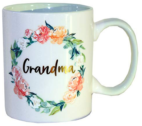 Floral Mug with Gold Foil Wording from Peaches and Cream - Grandma