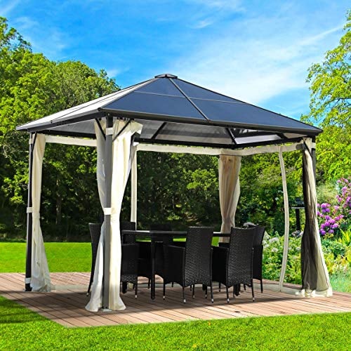 BRAST® Alu Pavillon Summerdream | viele Modelle & Farben | Größen 3x3m 3x4m | Moskitonetz | TÜV geprüft | wasserdicht | UV-Schutz | festes Dach | 3x3m Beige