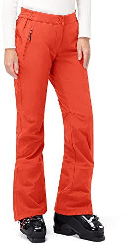 33,000ft Damen Skihose Outdoorhose Wasserdicht Winddichte Softshellhose Warme Gefütterte Trekkinghose Atmungsaktive Schnelltrocknende Thermohose Wanderhose Winter Ski Pants Women Orange Rot 34 * 31L
