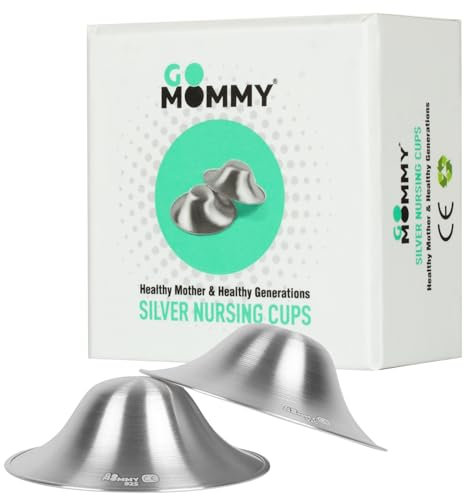 GoMommy The Original Silver Nursing Cups, Nipple Shields for Newborn, Protector Breastfeeding, Covers No Need Cream, Newborn Essentials Must Haves, Regular