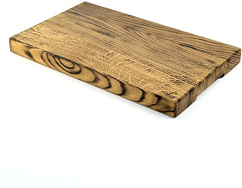 Valle Verde Massives Schneidebrett Küchenbrett Servierbrett Holzbrett Mit Griffmulden Eichenbrett Rechteckig 50cm x 30cm x 4cm - Eiche Geräuchert