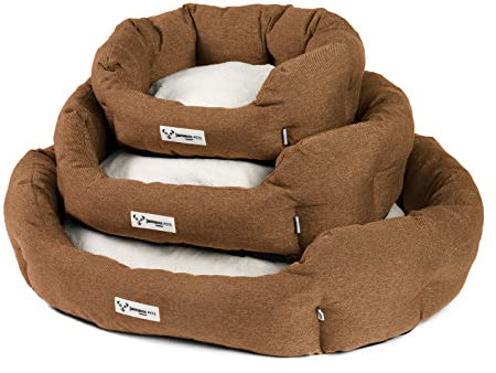 JAMAXX Hunde-Körbchen Bequem Weich, Wendekissen Waschbar Hundekorb Hundebett mit Komfort-Polsterung PDB2089 (L) 90x75 Curry