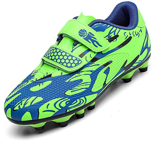 Unitysow Zapatos de Fútbol Niño Calzado Profesional Entrenamiento Aire Libre Deporte Zapatillas de Fútbol Tacos de Fútbol,Verde,34 EU
